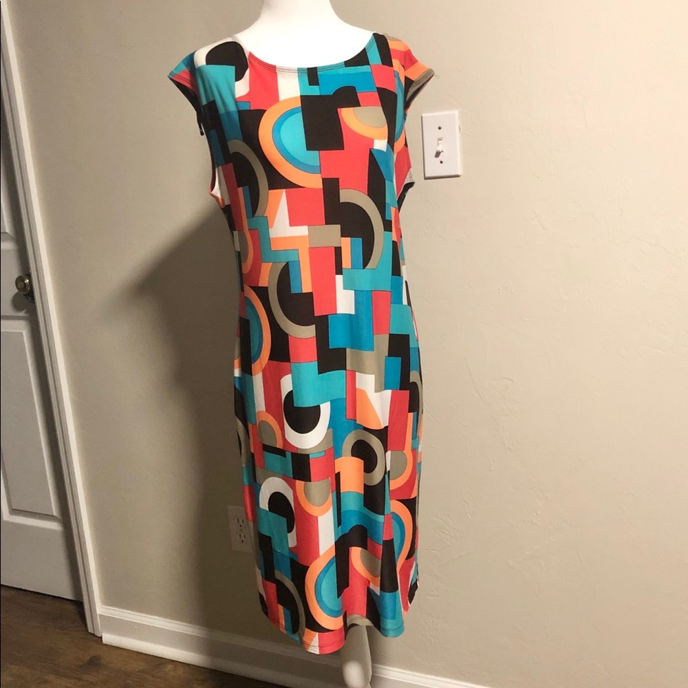AA Studio Bright Patterned Cap Sleeves Dress